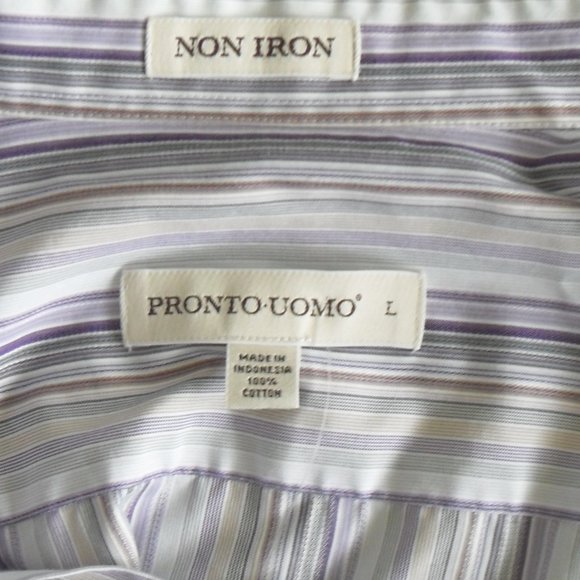 Pronto Uomo Men's Purple Pinstripe 100% Cotton - Picture 3 of 3